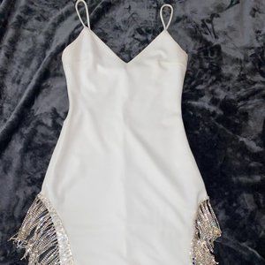 White Mini Dress with Rhinestone accents